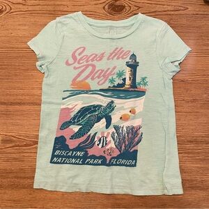 Peek Vacation Girls' 'Seas the Day' Aqua Graphic Tee